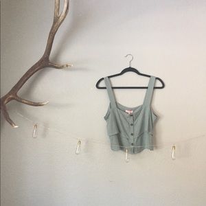 Blue flowy crop top tank